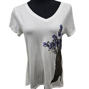 Debbie Martin Designs Short Sleeve Medium Cowgirl Boot Flowers Western Festival